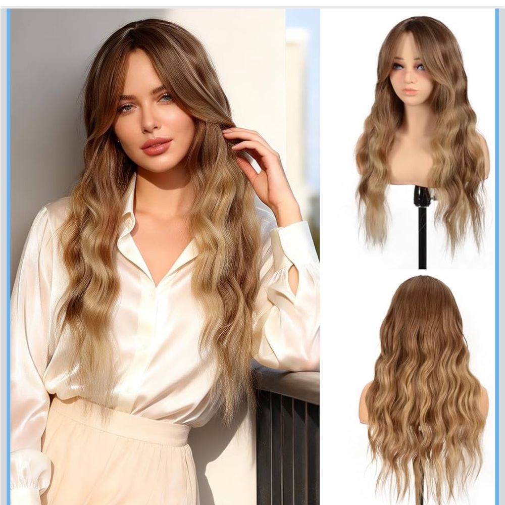 26 Inch Curly Wavy Synthetic Wigs Natural Looking Heat Resistant Synthetic Wavy